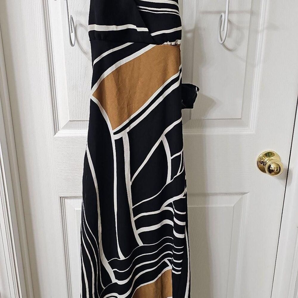Mandee Vintage Y2K Abstract Multi-Color Halter Midi Dress with Tie Waist Size M